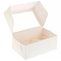 Коробка на 6 капкейков Белая с окном 25х17х10 см ForG MUF 6 PRO I W W,    КУ-080, 00062